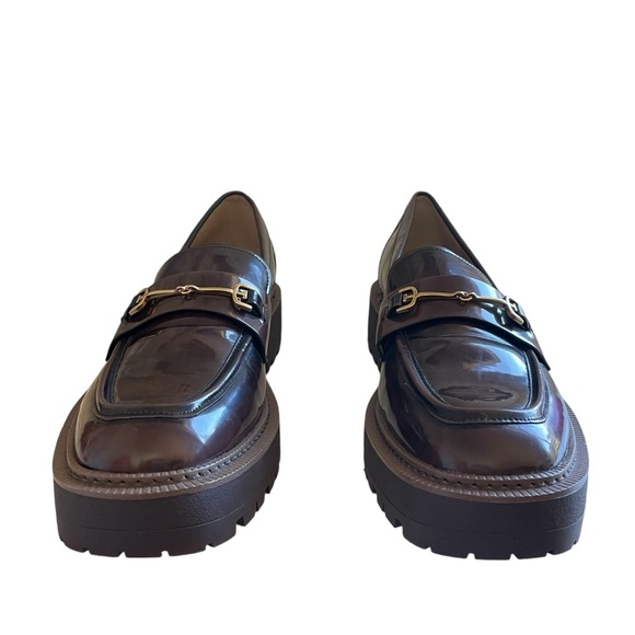 SAM EDELMAN Laurs Lug Sole Loafer Chestnut Shiny Size 10 NWOT - Picture 5 of 13